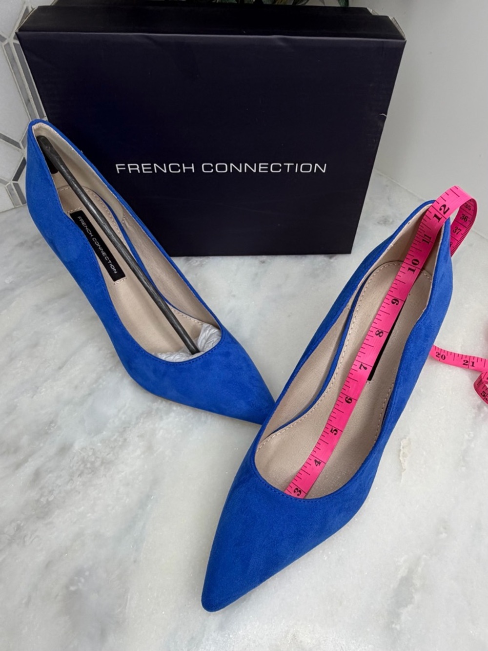 French Connection Blue Scalloped Pumps Wedding Guest Heels 7.5 - Picture 13 of 14